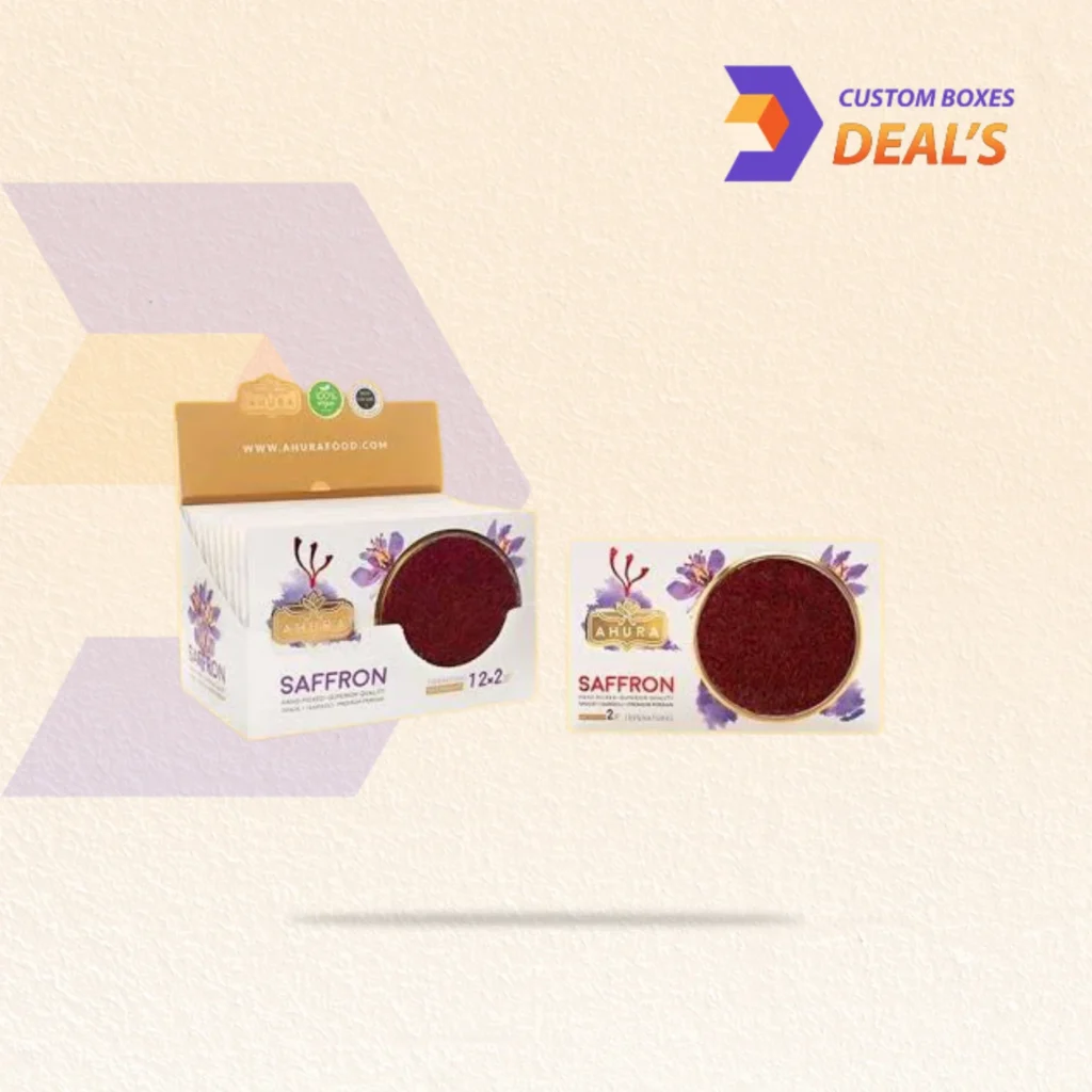 Personalized saffron boxes featuring premium designs for branded and attractive product packaging