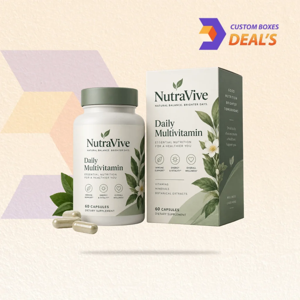 Dietary supplement packaging designed for secure storage, protection, and professional retail presentation