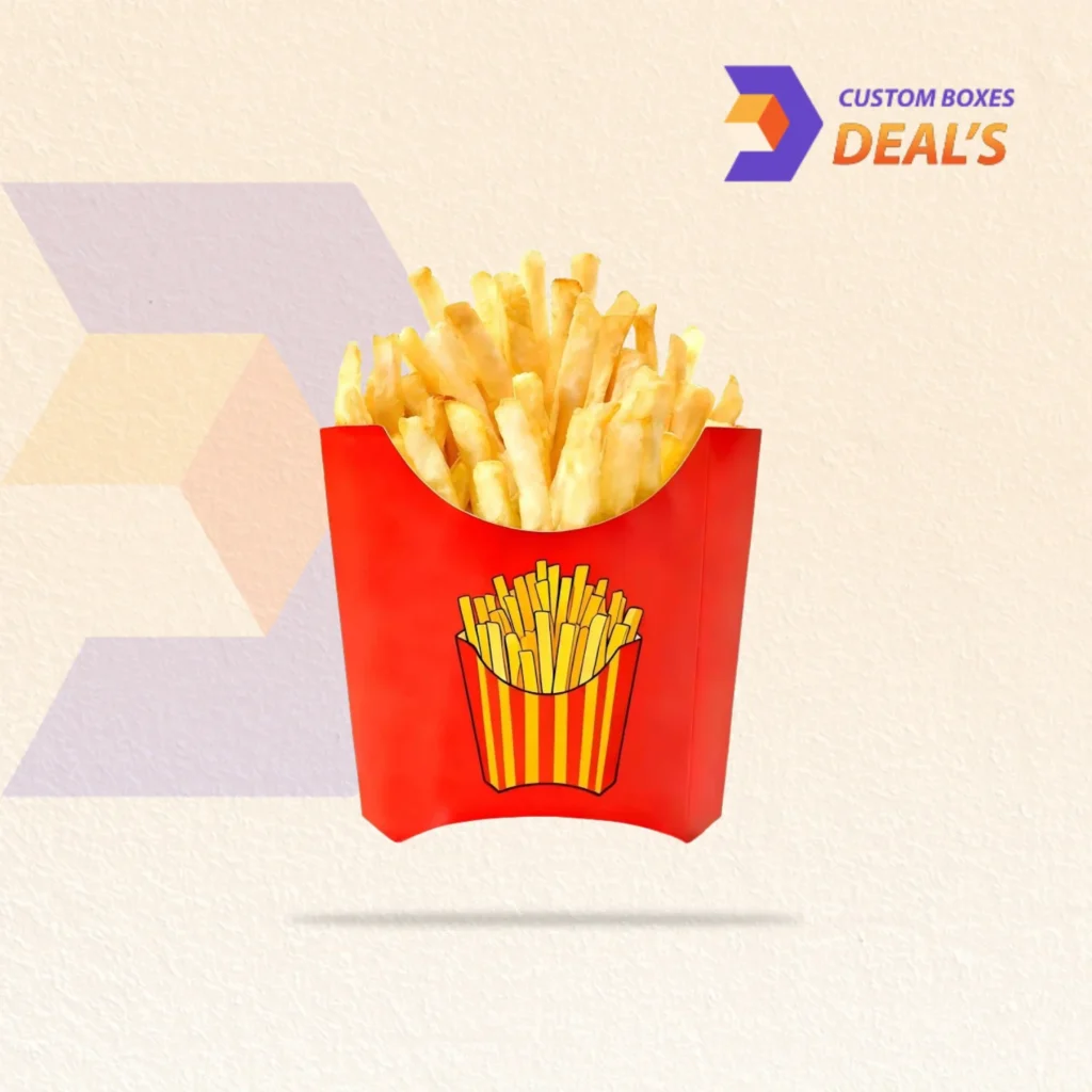 Printed French fry packaging boxes for branded food presentation and takeaway