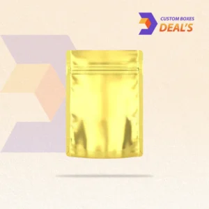 Gold Mylar bags with premium metallic finish for product packaging