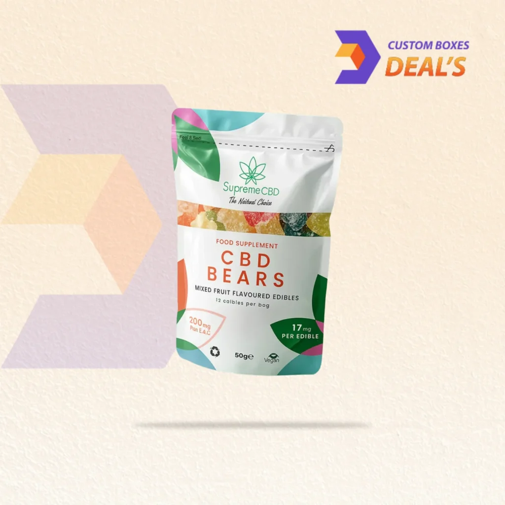 Custom printed Gummy Bags for attractive branding and colorful retail displays.