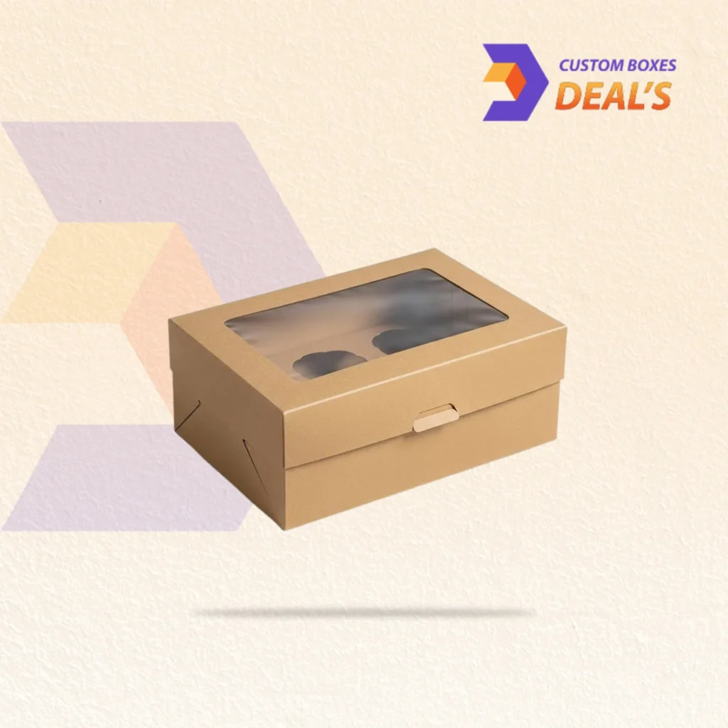 Kraft cupcake boxes for bakery treats and secure dessert packaging.