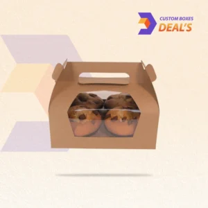 Brown kraft muffin packaging box for fresh cupcakes and baked goods