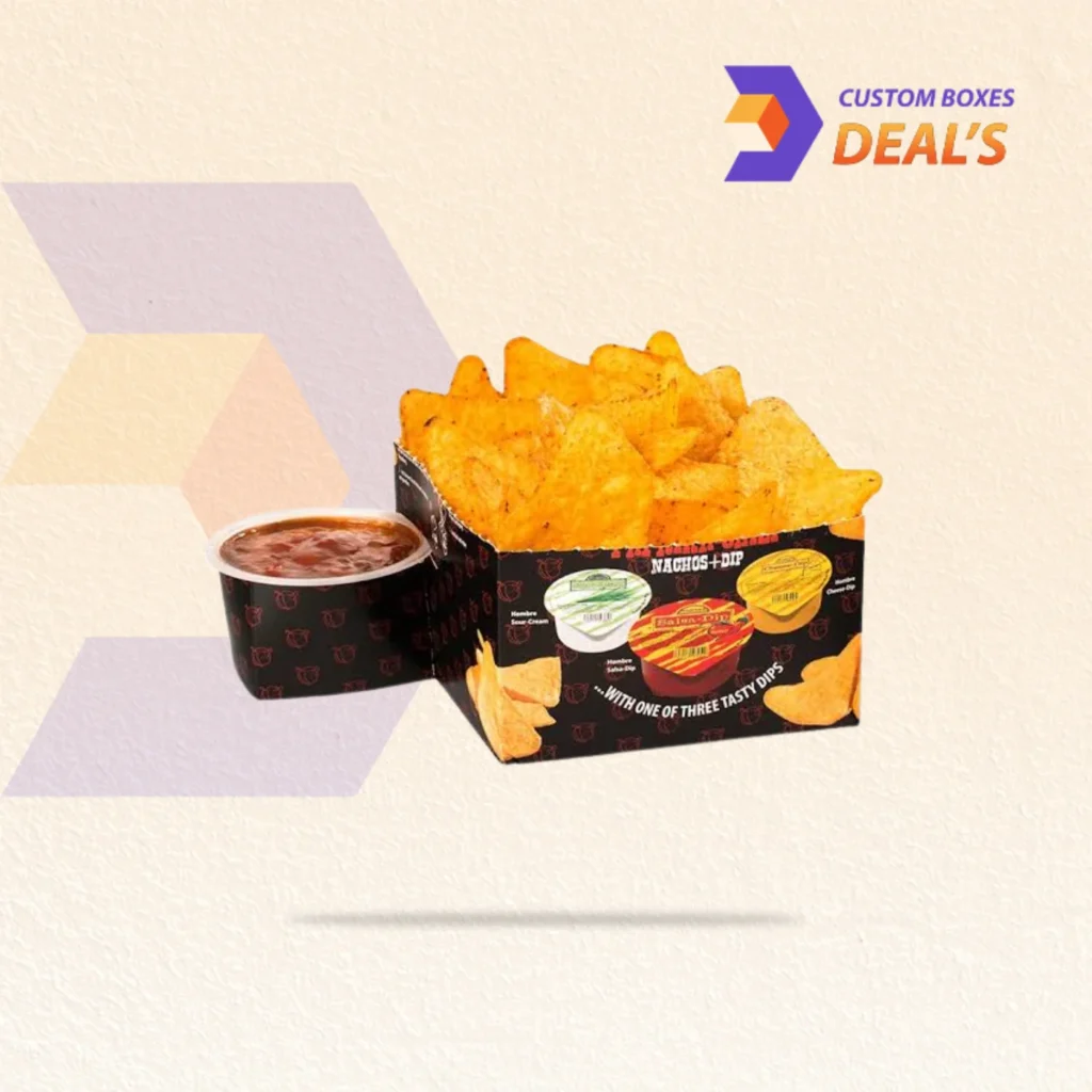 Custom nacho fries packaging for restaurants, cafes, and takeaway food service