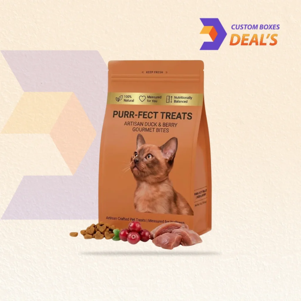 Premium Pet Treat Mylar Pouches with resealable closure for secure pet food storage.