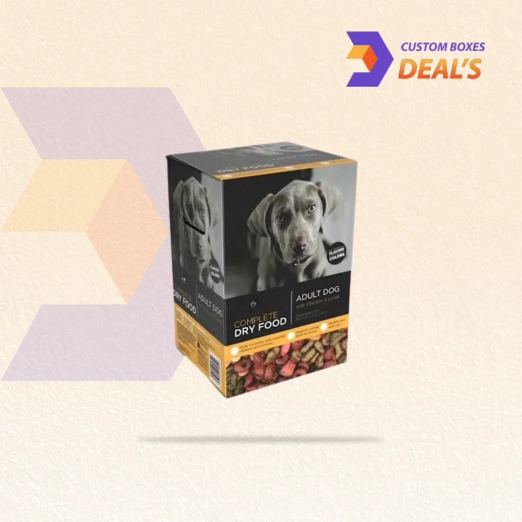 Custom pet food packaging designed for convenient storage, branding, and product display