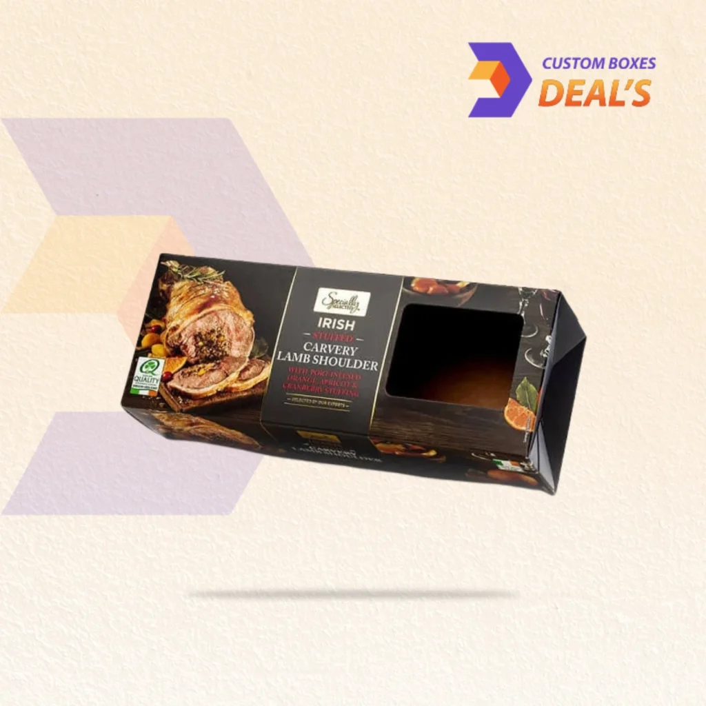 Printed product packaging boxes with transparent window for branded retail display