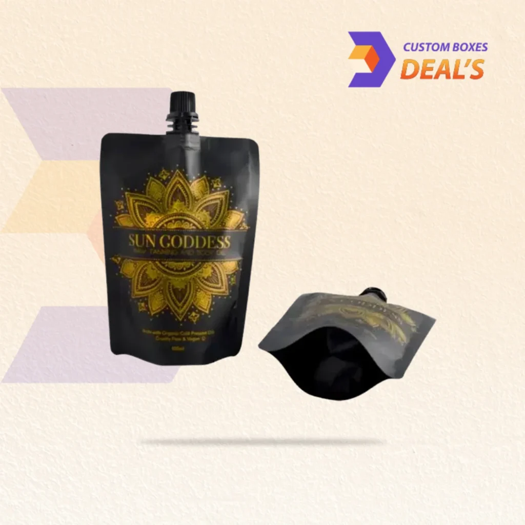 Spouted Stand Up Barrier Pouches designed for leak-proof liquid and food packaging.