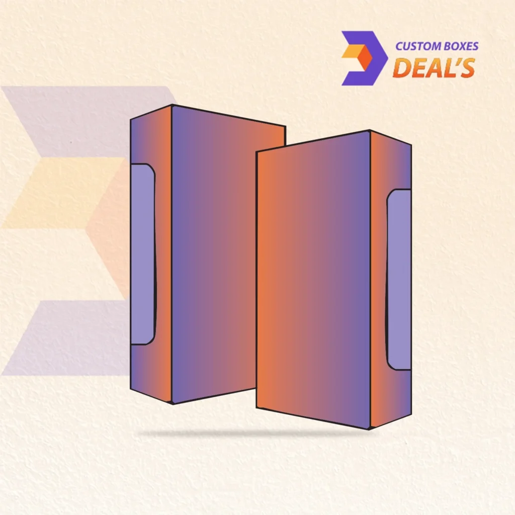Custom retail box with aligned tuck ends and a shaped window cutout