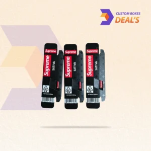 Supreme vape cartridge packaging with custom printed design