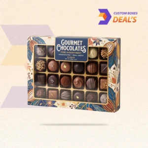 Printed window chocolate packaging boxes designed to display and protect assorted chocolates elegantly